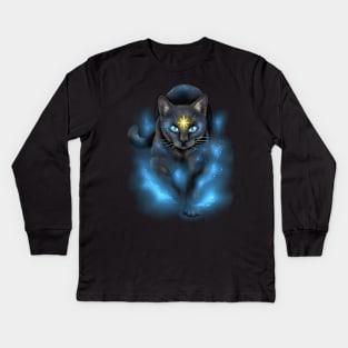 Walking in Starlight | Cosmic Cat Kids Long Sleeve T-Shirt